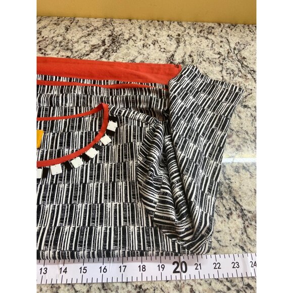 Ruby Rd Womens Top XL Black White Abstract Print Orange Accents 3/4 Sleeve - Picture 4 of 5